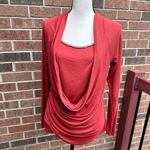 Cow neck, style, light, red long sleeve top size large